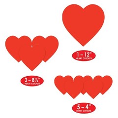 Beistle Valentine’s Day Heart Cutouts 9 Pack Assorted Sizes Wall or Window Decor