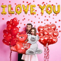 Valentine Balloon Decoration Kit I Love You Heart Bear Balloons Rose Petals