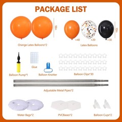 2 Sets Orange Black Balloon Column Stand Kit, 92Pcs Matte & Confetti Latex Ba…