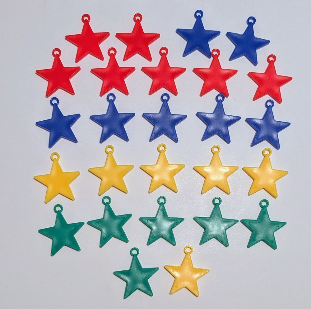 26 Balloon Weights Star Red/Yellow/Blue/Green 8 Gram NEW! Birthday & More