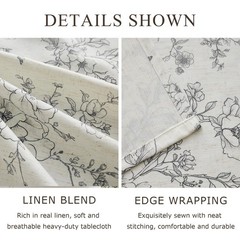 Rustic Linen Table Cloth Rectangle Tables Farmhouse Vintage French Floral Tablec