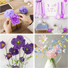 Crepe Paper Streamers 8 Rolls, 10 X 98Inch 8 Purple&Pink Colors Crepe Paper
