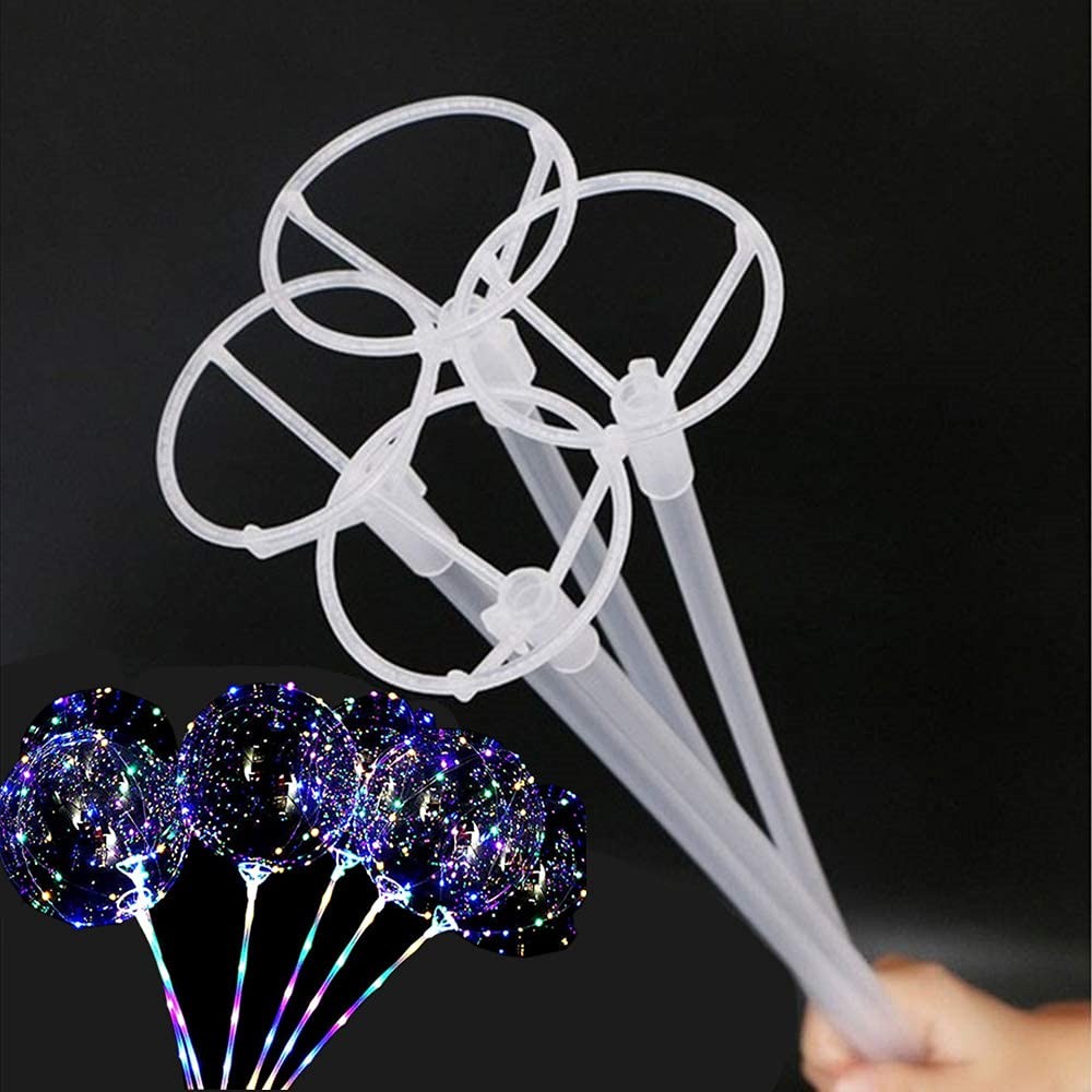 Large Balloon Sticks with Big Cups, 35 Sets Thickened 17inch Long Clear Bobo …