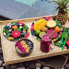 96 Pcs Hawaiian Party Dinnerware: Disposable Plates, Napkins & Forks for 24 G…