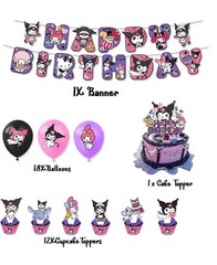 Kuromi & My Melody Birthday Party Decorate Supplies Balloon Banner Cake Toppers