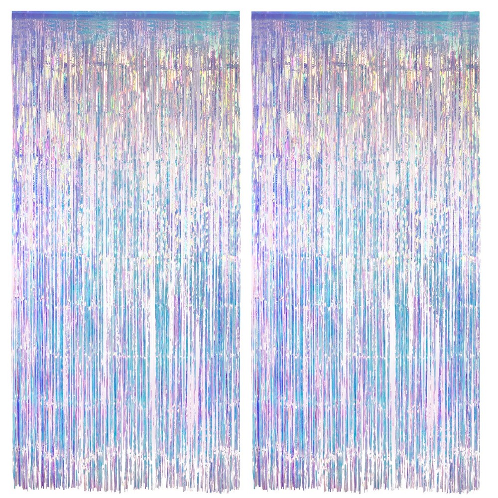 Iridescent Party Streamers Backdrop – Greatril Neon Transparent Holographic