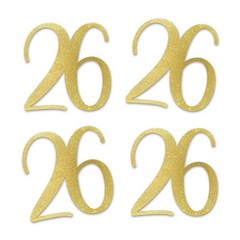 Gold Glitter 26 CutOut Numbers 26th Birthday Anniversary Party Decor