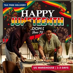 Happy Juneteenth Backdrop Banner 71 x 43 Inch June 19th Freedom Day Background P