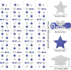 Navy-Blue Silver Graduation-2026 Class Party-Decorations Garland – Congrats Grad