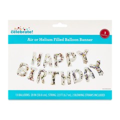 Multi-Color Happy Birthday Confetti Metallic Foil Balloon Banner, 16 Pieces, by