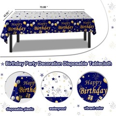 Birthday Decorations for Men, Navy Blue and Gold Happy Birthday Banner Birthd…