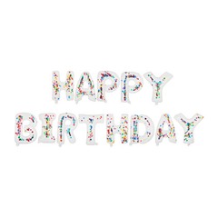 Multi-Color Happy Birthday Confetti Metallic Foil Balloon Banner, 16 Pieces, by