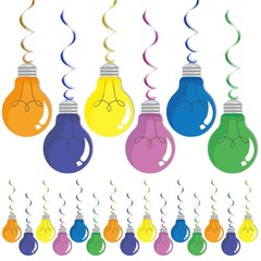 24 Pack VBS 2026 Light Bulb Hanging Swirls Decorations Colorful Paper Spiral …