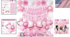 Whimsical Pink and White Bow Decorations for Girls’ Birthdays & Showers