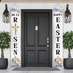 Jiudungs Easter Decorations Outdoor Happy 12 inches x 71 inches, Red
