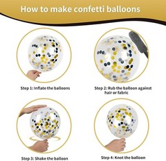 65pcs 12 Inches Black Gold Confetti Balloons Kit Metallic Gold and Black White