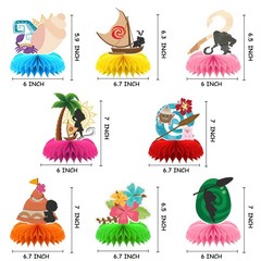 8Pcs Tropical Hawaiian Party Supplies, Tropical Luau Summer Honeycomb Centerp…