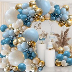Dusty Blue Balloons Garland Kit, Fog Blue Royal Blue Pastel Blue Sand White M…