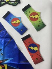 NEW 3 Super Hero/Power Birthday Party Favors w/ Cape, Mask, Belt Green Blue Red