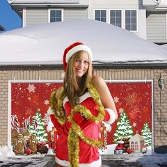 6 x 13 FT Christmas Gingerbread House Snowflake Garage Door Banner Pine Tree …