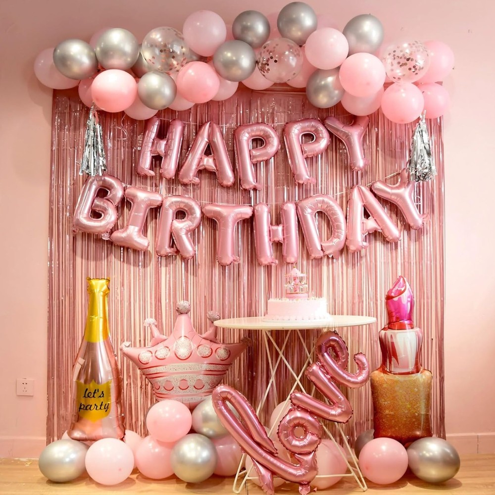 pink birthday decorations for women ，happy birthday party decorations for gir…