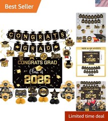 Graduation Decorations 2026 Gold Themed Set – Congrats Grad Banner, Class of …
