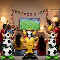 3 Pcs 39″ Standing Soccer Party Decorations Set with Foil Trophy and Soccer B…