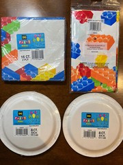 WOW!!! Building Blocks 1 Tablecover, 16 Napkins & 16 Paper Plates & FAST SHIP!