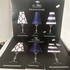Di Potter Parchment Translucent Wine Glass Shades Set of 12 Paper NANTUCKET NAVY