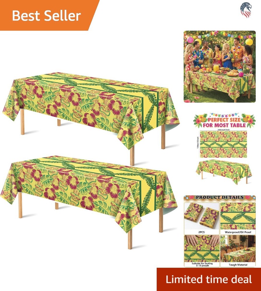 Compatible with Tropical Tablecloth 2 Pack Hawaiian Luau Party Decorations