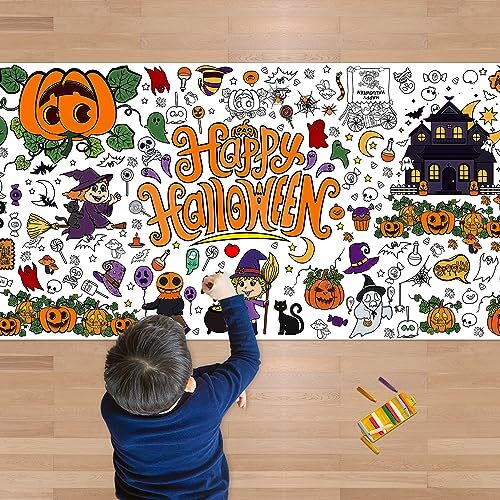 Halloween Giant Coloring Poster/Tablecloth Halloween Black and Orange
