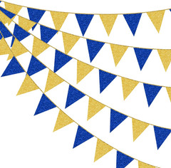 Royal Blue Gold Party Decorations Pennant Banner Flag Glitter Navy Blue and Gold