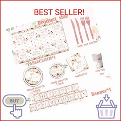 Rose Gold 90th Birthday Party Decorations – Tableware Set with Plates, Napkins,