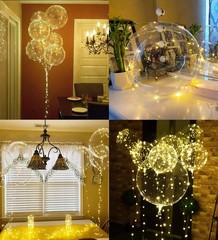 10 Pack LED Light Up Balloons 20 Inch Clear Helium Bobo Balloons String Lights