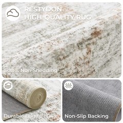 Restydon Kitchen Runner Rug Non Slip – 2.5 x 8 2’6″ x 8′ (Runner), Grey/Rust