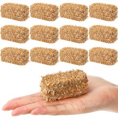 12 PCS Mini Hay Bales Miniature Decoration Small Straw 2.6×1.2×1.2 Inch