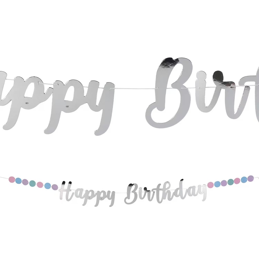 Fun Express 7 ft. x 6″ Pastel Dip Dye Party Happy Birthday Garland Decoration