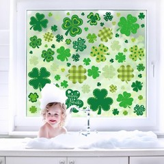 9 Sheets St. Patrick’s Day Shamrock Window Cling Stickers Window Decals Green Pa