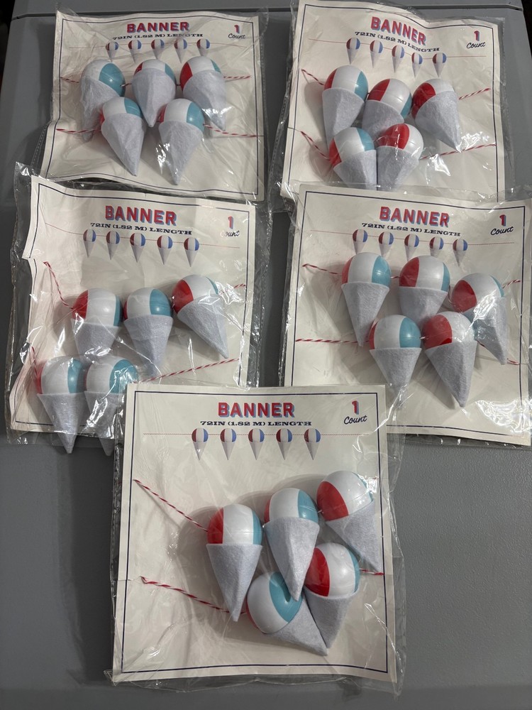 72″ Red White Blue Ice Cream Cone Banner Party Decor Summer Lot of 5