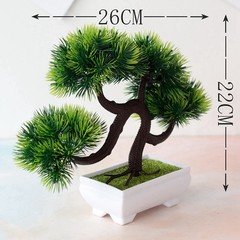 Four Ball Moss Silk Bonsai Potted Artificial Plant Green for Desk Table Decor