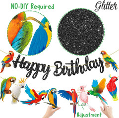 Parrot Birthday Party Banners – Tropical Bird Decoration Toucan Cutout for Hawai