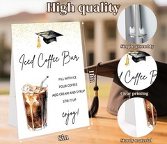 1 PCS Graduation Iced Coffee Bar Table Sign with Stand, 8 x 11 Inch, Graduati…