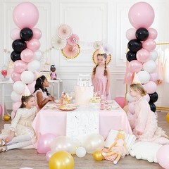 2 Sets Pink Black White Balloon Column Stand Kit,112Pcs Matte & Double-Layer …