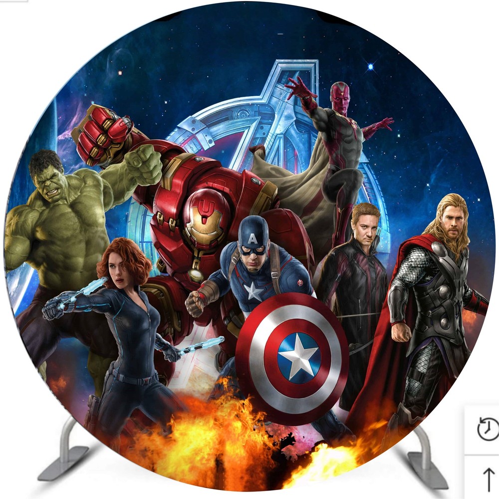 Round Panel Avengers Superheroes Backdrop Cover Kids Birthday PARTY Decorations