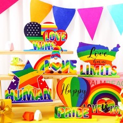 6 Pcs Pride Month Rainbow Table Wooden Decorations Lgbt Centerpieces Gay Prid…