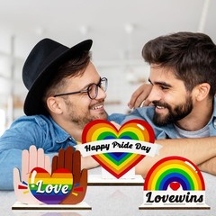 6 Pcs Gay Pride Table Wooden Decorations LGBT Pride Month Party Table Decor L…