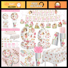 Enchanted Fairy Birthday Party Decorations Set – Plates, Napkins, Cups & More fo