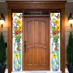 Spring Door Banner 12×72 Inch Spring Door Cover Floral Porch Banner Butterfly…