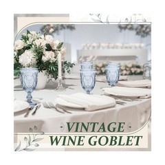 Wiwiqing 100 Pcs Plastic Goblets 7.5oz Vintage Goblet Plastic Wine Glasses Co…