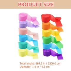 12Pcs Crepe Paper Streamers Assorted Color Birthday Party Decorations Reusable